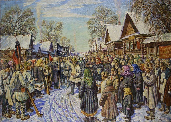 Картина «Митинг в ленинские дни в деревне»