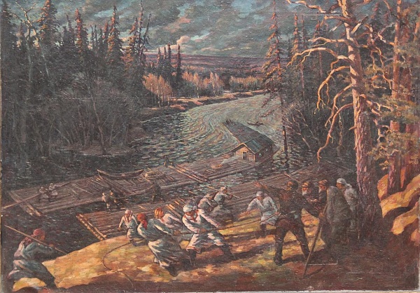 Картина «Сплав леса по реке Б. Кокшага». 1920–1930-е гг.
